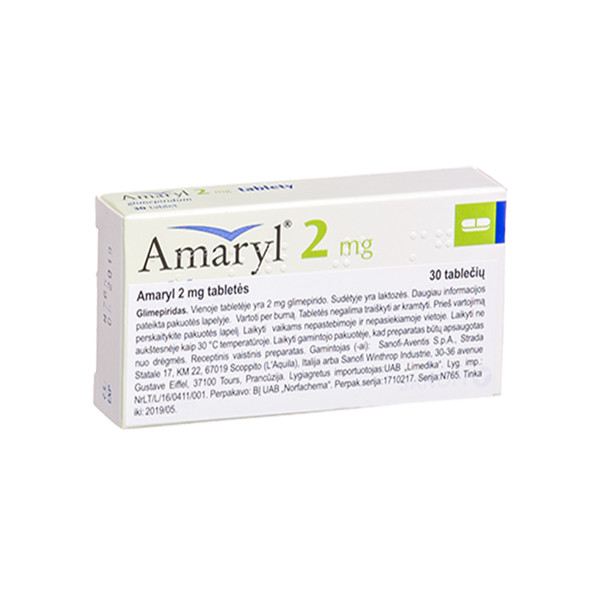 AMARYL, 2 mg, tabletės, (l.imp.), N30  paveikslėlis