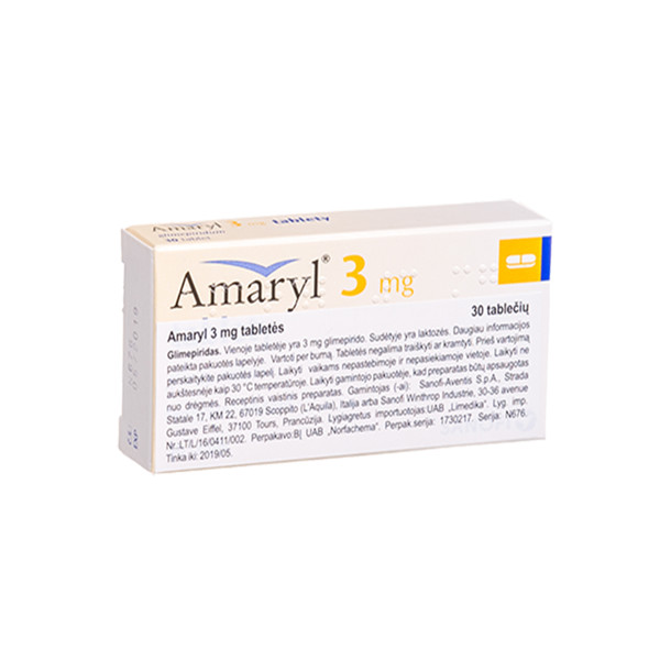 AMARYL, 3 mg, tabletės, (l.imp.), N30  paveikslėlis