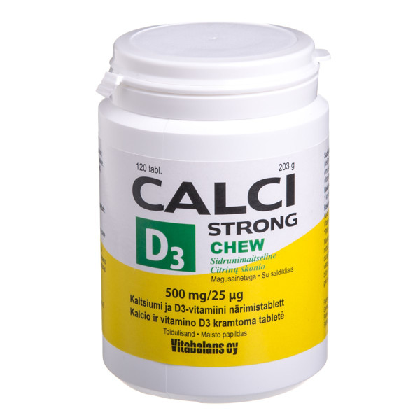 CALCI STRONG + D3 CHEW, 120 kramtomųjų tablečių paveikslėlis