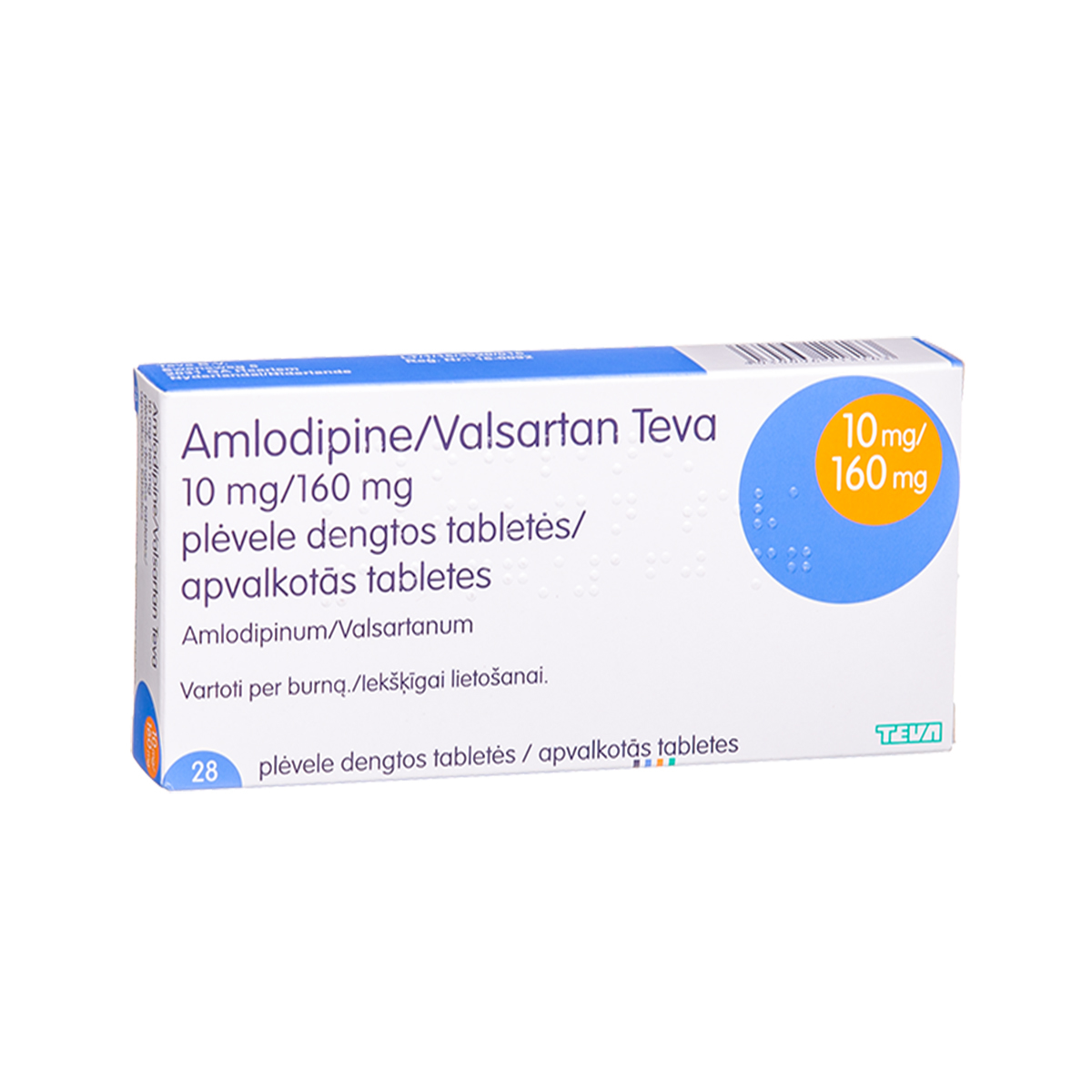 Amlodipinevalsartan Teva 10 Mg160 Mg Plėvele Dengtos Tabletės N28