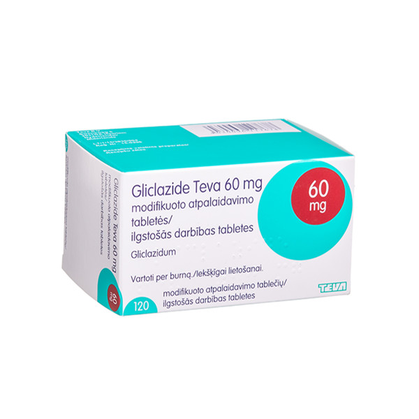 GLICLAZIDE TEVA, 60 mg, modifikuoto atpalaidavimo tabletės, N120  paveikslėlis