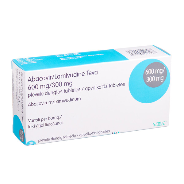 ABACAVIR/LAMIVUDINE TEVA, 600 mg/300 mg, plėvele dengtos tabletės, N30  paveikslėlis