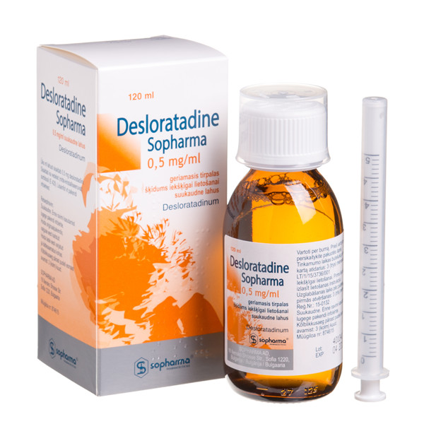 DESLORATADINE SOPHARMA, 0,5 mg/ml, geriamasis tirpalas, 120 ml paveikslėlis
