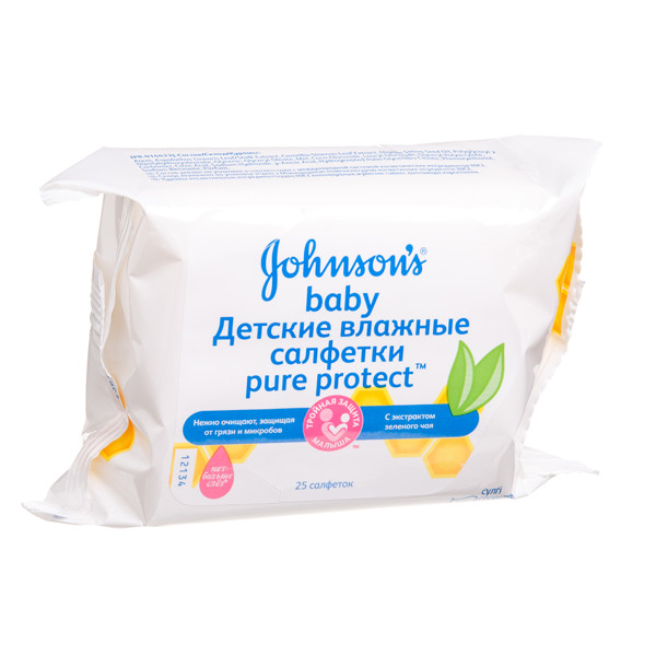 JOHNSON'S BABY PURE PROTECT, drėgnos servetėlės, 25 vnt. paveikslėlis