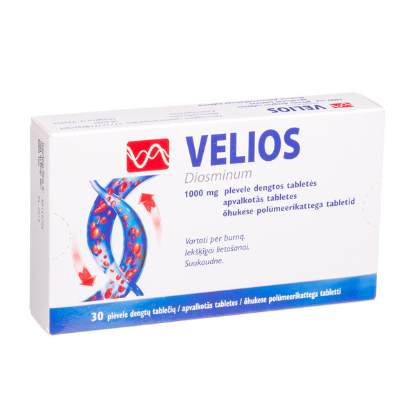 VELIOS, 1000 mg, plėvele dengtos tabletės, N30 paveikslėlis