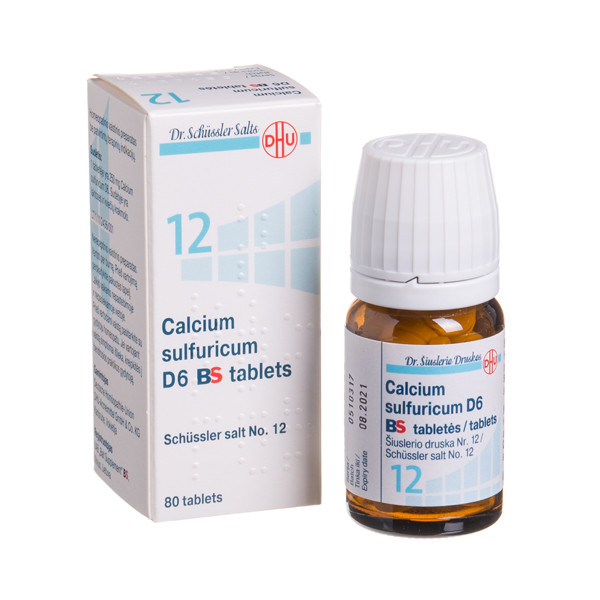 CALCIUM SULFURICUM D6 BS, Šiuslerio druska Nr. 12, tabletės, N80  paveikslėlis