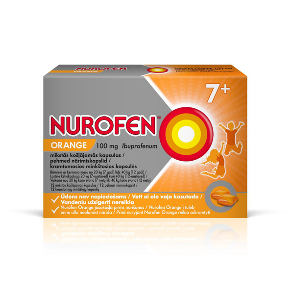 NUROFEN FORTE ORANGE,100 mg, kramtomosios minkštosios kapsulės, N12  paveikslėlis