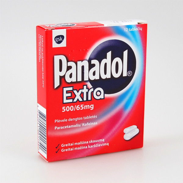 PANADOL EXTRA, 500/65 mg, plėvele dengtos tabletės, N12  paveikslėlis