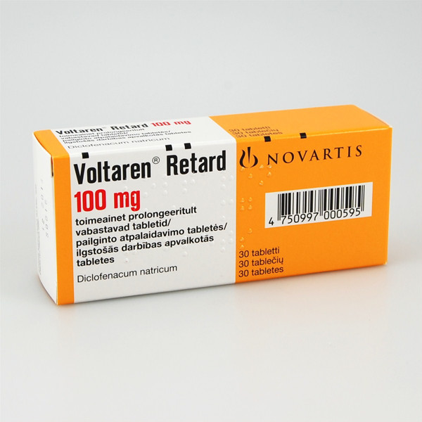 VOLTAREN RETARD, 100 mg, pailginto atpalaidavimo tabletės, N30  paveikslėlis