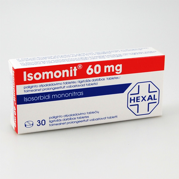 ISOMONIT, 60 mg, pailginto atpalaidavimo tabletės, N30  paveikslėlis