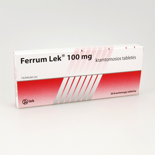 FERRUM LEK, 100 mg, kramtomosios tabletės, N30  paveikslėlis