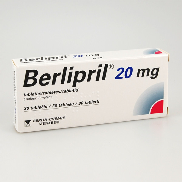 BERLIPRIL, 20 mg, tabletės, N30  paveikslėlis