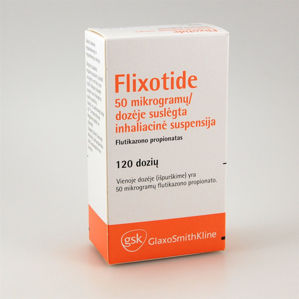 FLIXOTIDE, 50 mikrogramų/dozėje, suslėgtoji įkvepiamoji suspensija, 120 dozių paveikslėlis