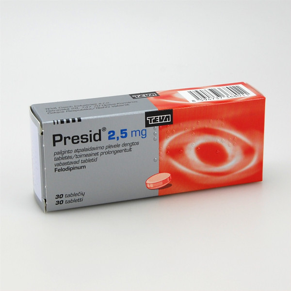 PRESID, 2,5 mg, pailginto atpalaidavimo tabletės, N30  paveikslėlis
