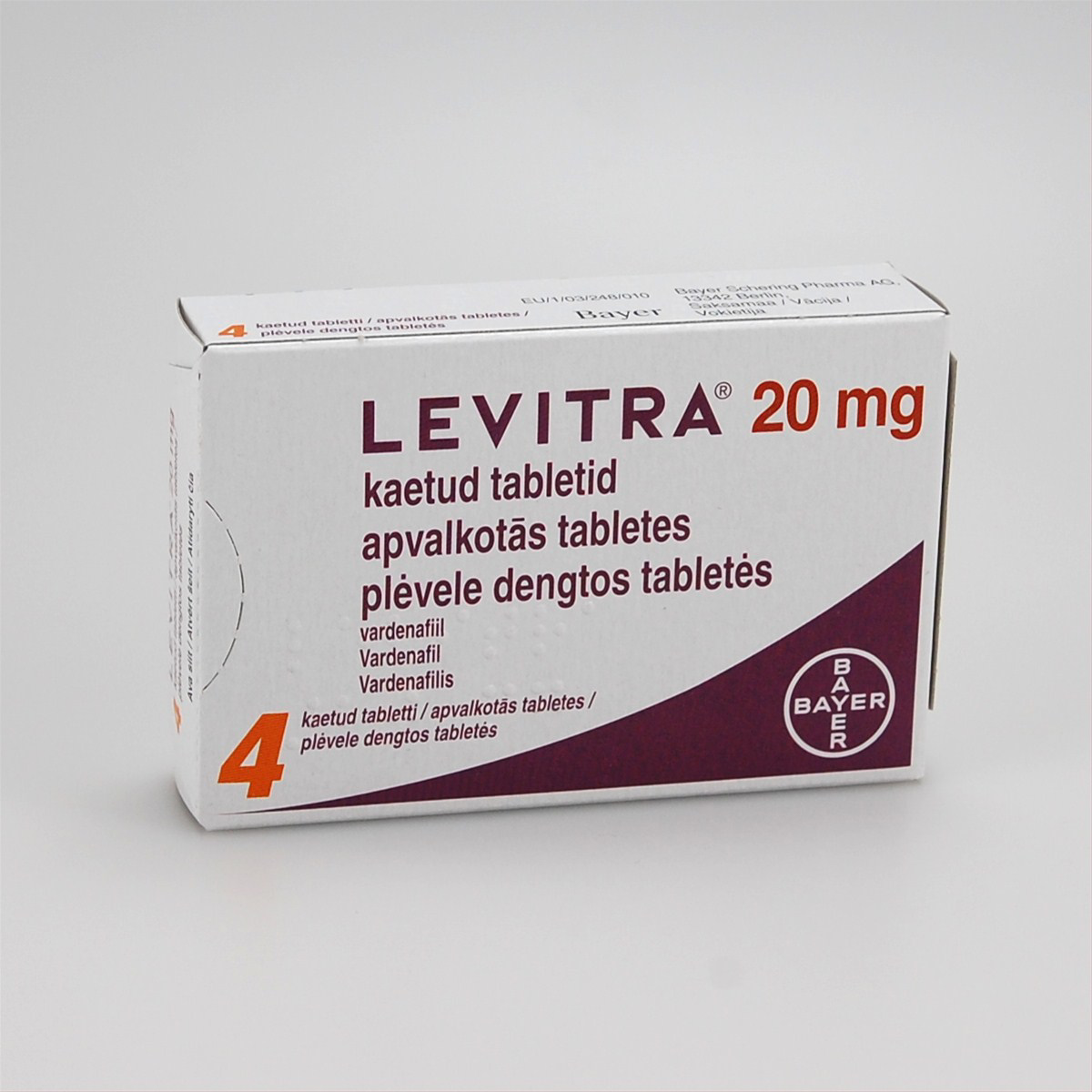 LEVITRA, 20 mg, plėvele dengtos tabletės, N4 | Gintarinė