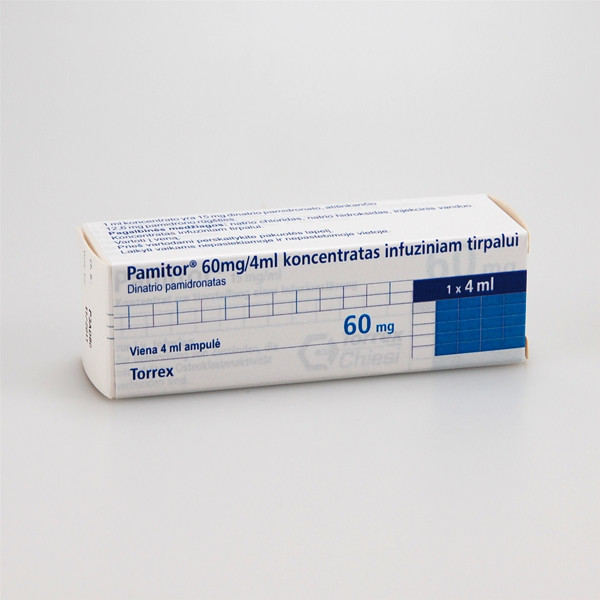 PAMITOR, 15 mg/ml, koncentratas infuziniam tirpalui, 4 ml, N1 paveikslėlis