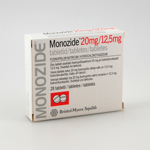 MONOZIDE, 20 mg/12,5 mg, tabletės, N28  paveikslėlis