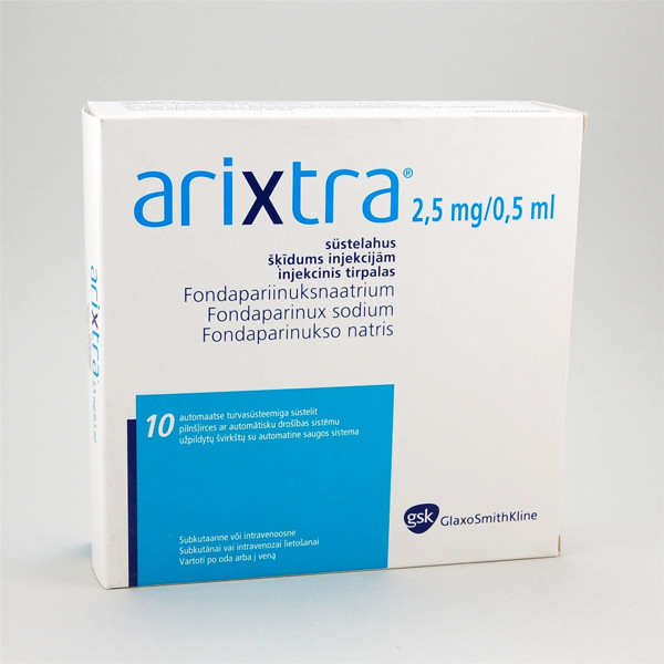 ARIXTRA, 2,5 mg/0,5 ml, injekcinis tirpalas, užpildyti švirštai, N10  paveikslėlis