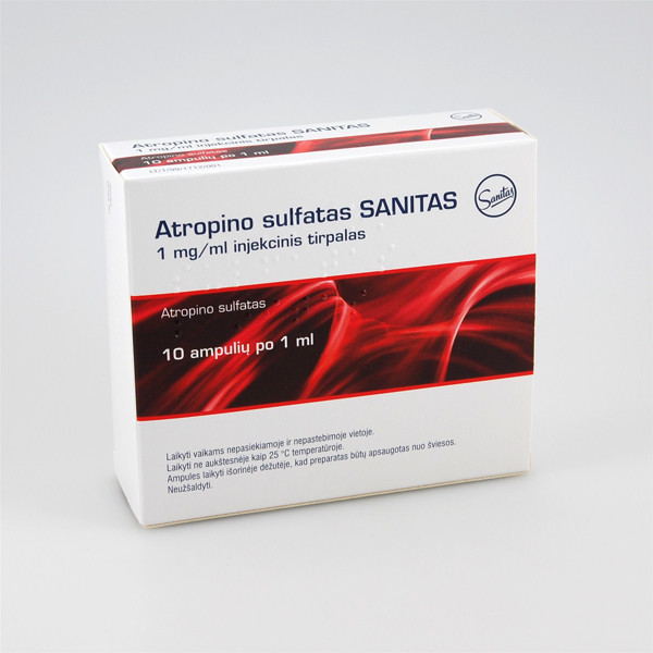 ATROPINO SULFATAS SANITAS, 1 mg/ml, injekcinis tirpalas, N10  paveikslėlis