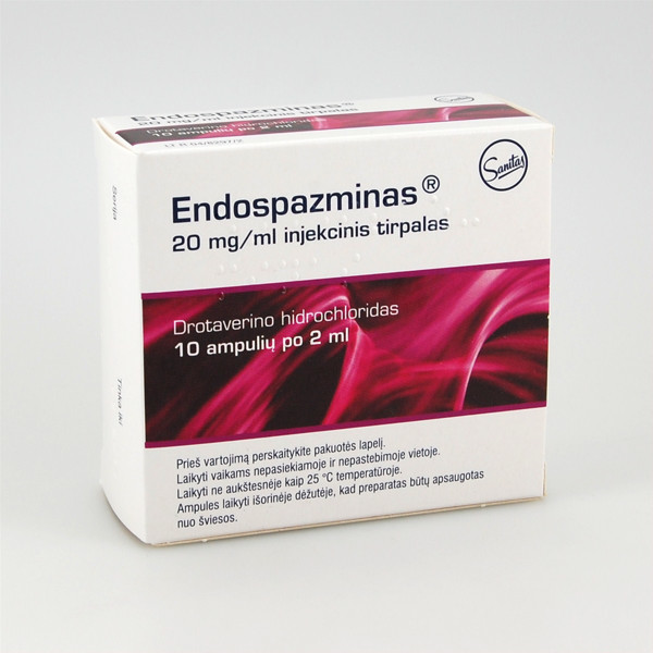 ENDOSPAZMINAS, 20 mg/ml, injekcinis tirpalas, 2 ml, N10  paveikslėlis