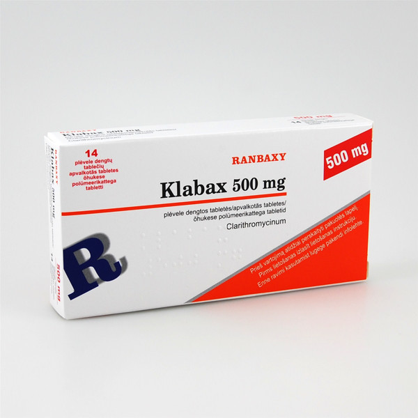 KLABAX, 500 mg, plėvele dengtos tabletės, N14  paveikslėlis