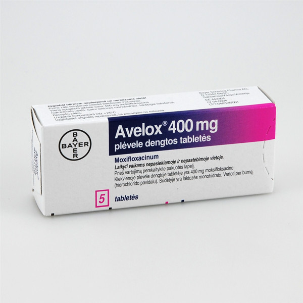 AVELOX, 400 mg, plėvele dengtos tabletės, N5  paveikslėlis