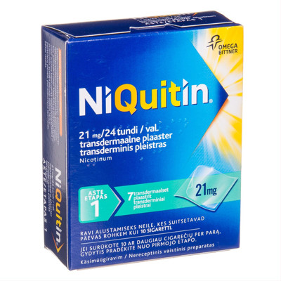 NIQUITIN, 21 mg/24 val., transderminis pleistras, N7  paveikslėlis