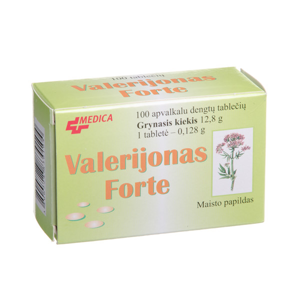 MEDICA VALERIJONAS FORTE, 30 mg, 100 plėvele dengtų tablečių paveikslėlis