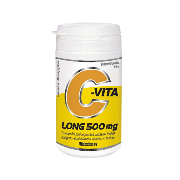C-VITA LONG, 500 mg, 90 tablečių paveikslėlis