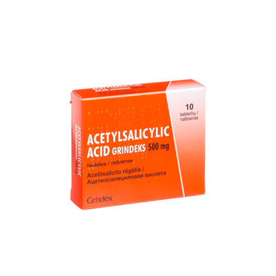 ACETYLSALICYLYC ACID GRINDEKS, 500 mg, tabletės, N10 paveikslėlis