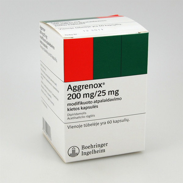 AGGRENOX, 200 mg/25 mg, modifikuoto atpalaidavimo kietosios kapsulės, N60  paveikslėlis