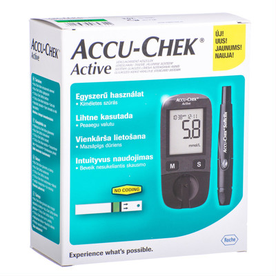 ACCU-CHEK ACTIVE LCM, gliukometras, pradedančio pakuotė, 10 juostelių paveikslėlis
