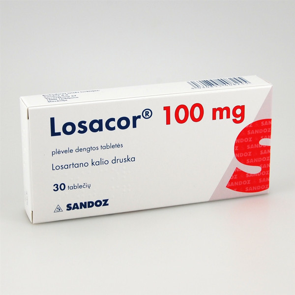 LOSACOR, 100 mg, plėvele dengtos tabletės, N30  paveikslėlis