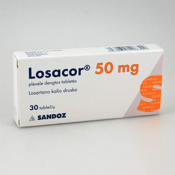 LOSACOR, 50 mg, plėvele dengtos tabletės, N30  paveikslėlis