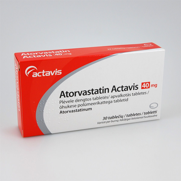 ATORVASTATIN ACTAVIS, 40 mg, plėvele dengtos tabletės, N30  paveikslėlis