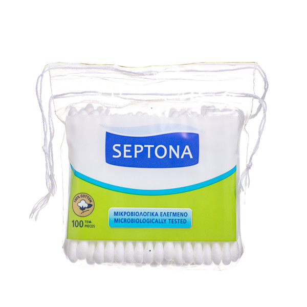 SEPTONA COTTON CARE, higieniniai krapštukai medvilniniai maišelyje, 100 vnt. paveikslėlis
