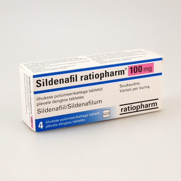 SILDENAFIL RATIOPHARM, 100 mg, plėvele dengtos tabletės, N4  paveikslėlis