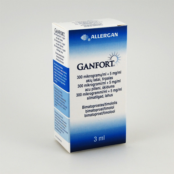 GANFORT, 0,3 mg/ml + 5 mg/ml, akių lašai (tirpalas), 3 ml, N1 paveikslėlis