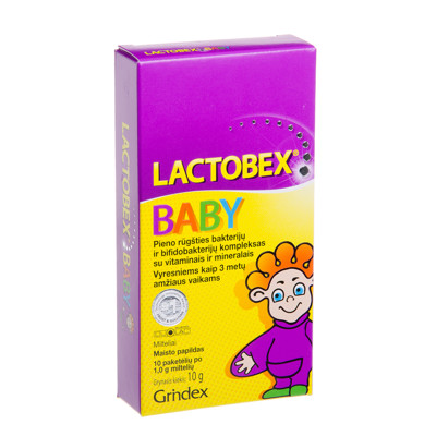 LACTOBEX BABY, milteliai, 1 g, 10 paketėlių paveikslėlis
