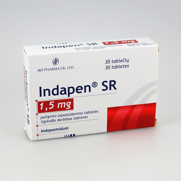 INDAPEN SR, 1,5 mg, pailginto atpalaidavimo tabletės, N30 paveikslėlis