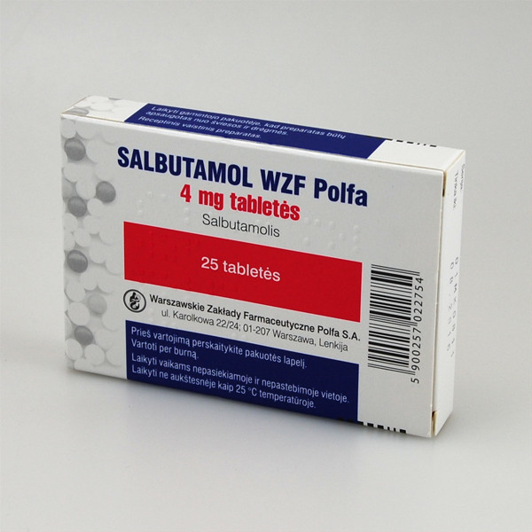 SALBUTAMOL WZF POLFA, 4 mg, tabletės, N25  paveikslėlis