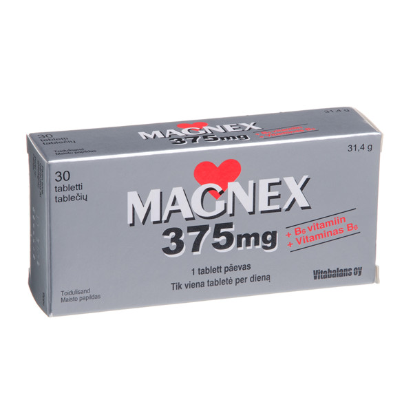 MAGNEX + B6, 375 mg, 30 tablečių paveikslėlis