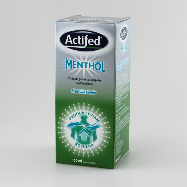 ACTIFED MENTHOL, 20 mg/ml, geriamasis tirpalas, 150 ml paveikslėlis