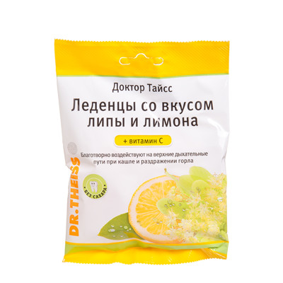 DR. THEISS, liepžiedžių ir citrinų skonio ledinukai su vitaminu C, 50 g paveikslėlis