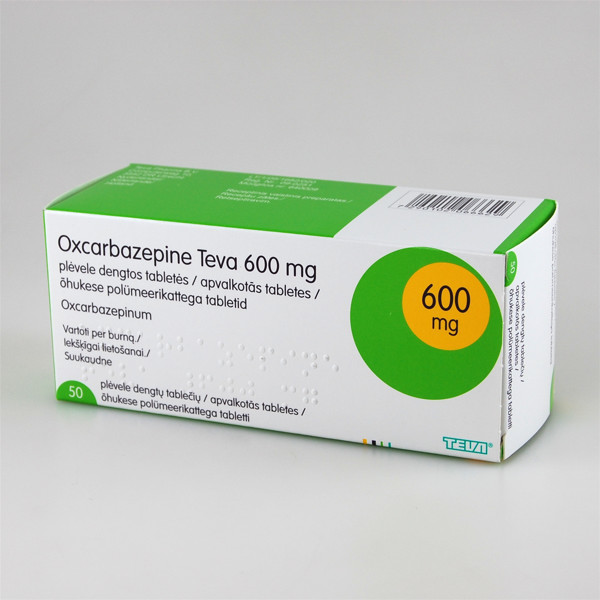 OXCARBAZEPINE TEVA, 600 mg, plėvele dengtos tabletės, N50 paveikslėlis