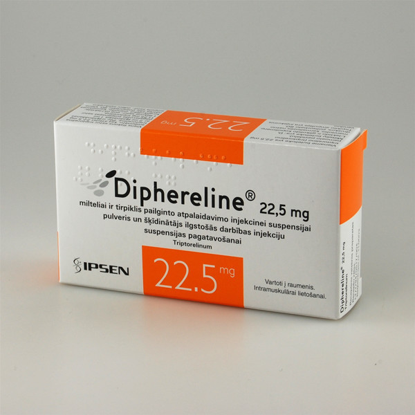 DIPHERELINE, 22,5 mg, milteliai ir tirpiklis pailginto atpalaidavimo injekcinei suspensijai, N1