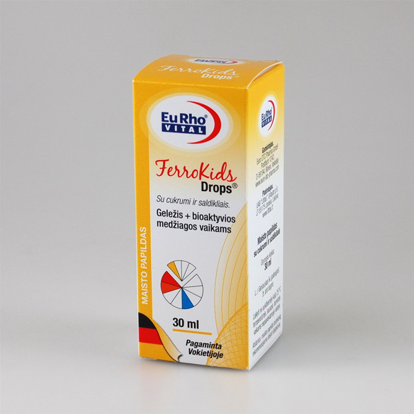 EURHO VITAL FERRO KIDS DROPS, sirupas, lašai, 30 ml  paveikslėlis