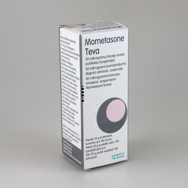MOMETASONE TEVA, 50 mikrogramų/dozėje, nosies purškalas (suspensija), 140 dozių, N1 paveikslėlis