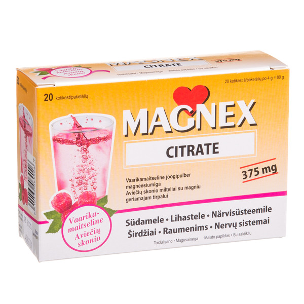 VITABALANS MAGNEX CITRATE, 375 mg, milteliai, 20 pakelių po 4 g  paveikslėlis