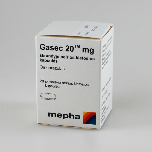 GASEC, 20 mg, skrandyje neirios kietosios kapsulės, N28 paveikslėlis